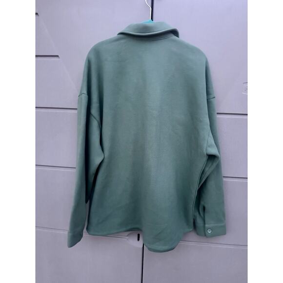 Revolve Tularosa Button Up Shirt Jacket Shacket Oversized Teal Fleece Lined Sz M - Picture 10 of 13